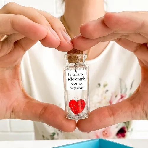 Vista 2 de Kseniya Revta Mensaje romántico en una botella para regalar a tu novio o novia - Tarro de los deseos con una tarjeta para tu esposo o esposa