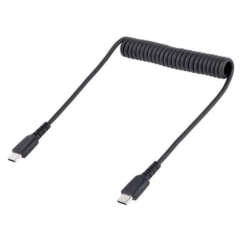 Vista 2 de StarTech Cable USB-C a USB-C en espiral de 1.6 pies / 19.7 in, negro, 3A, USB 2.0