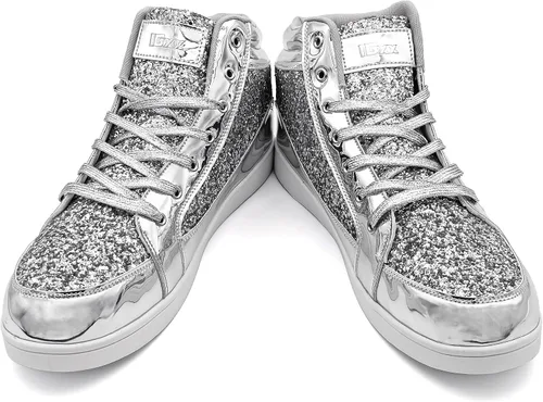 Vista 3 de IGxx Zapatos con purpurina para hombre, zapatillas de deporte con cordones casuales para fiesta intermitente