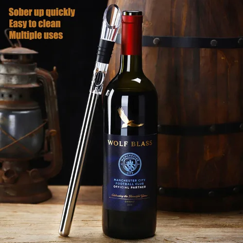 Vista 3 de DERGUAM Enfriador de vino de acero inoxidable 3 en 1 con aireador de vino y vertedor de vino, barra enfriadora de vino que se adapta a todas