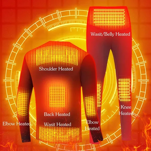 Vista 2 de Nalog Conjunto de ropa interior térmica de calefacción para hombre, ropa interior lavable con calefacción USB para invierno al aire libre