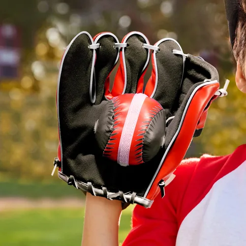 Vista 4 de Guantes de béisbol deportivos de velcro y pelota – Juego de béisbol de práctica de velcro para niños y niñas – Kit de pelota de béisbol de velcro