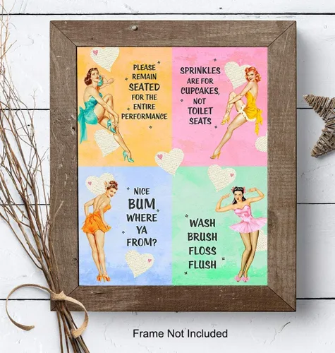 Vista 7 de Pinup - Decoración de baño para mujer, arte de pared de baño, divertida decoración retro de los años 50 para el hogar, tocador o baño, bonito regalo