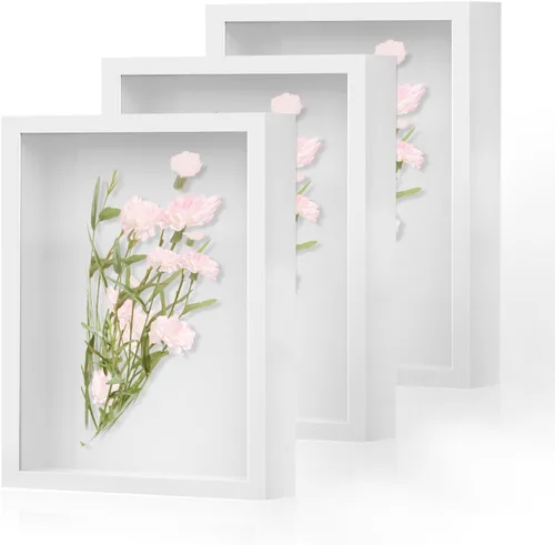 Vista 10 de Marco de Caja de Sombra 8x10 pulgadas - Paquete de 3 Cajas de Sombra Profunda de Madera con Vidrio, Vitrinas de Exhibición Adecuadas para Fotos