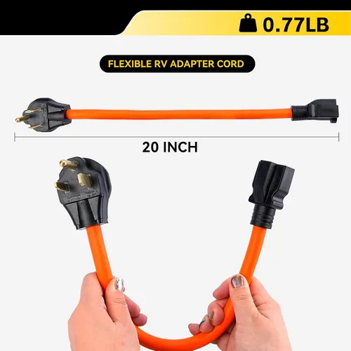 Vista 3 de PLIS Nema 6-50P a 6-15R/6-20R Cable adaptador de corriente para soldador, 6-50P 50-Amp a 6-20R 20A T-Blade, STW, 50 amperios, 250V, 1.5 pies
