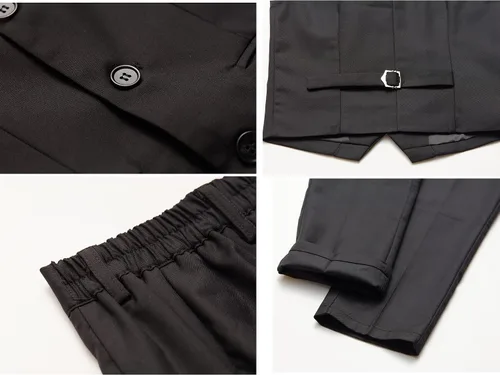 Vista 6 de MAGE MALE Conjunto de ropa de vestir formal de varios colores para niños, 3 piezas, ajuste ajustado