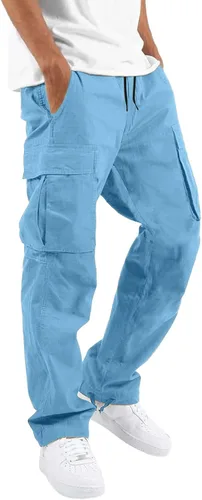 Vista 11 de Pantalones deportivos para hombre, pantalones de otoño e invierno y sólidos para hombres y hombres, cómodos con múltiples bolsillos