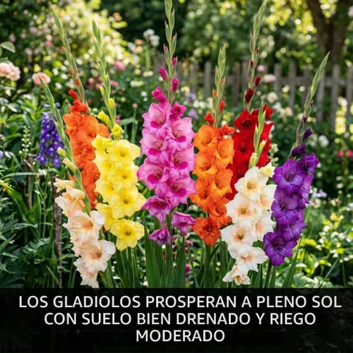 Vista 6 de 4 bulbos de gladiolos mixtos para plantar Coloridas flores de lirio de Cormos de siembra de primavera Flores altas de verano de colores mixtos