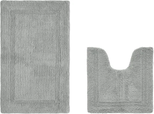 Vista 42 de Better Trends Alfombra de Inodoro en Forma de U Cubierta de Asiento de Inodoro de Lujo 100% Algodón Absorbente de Agua, Cubierta de Tapa Reversible