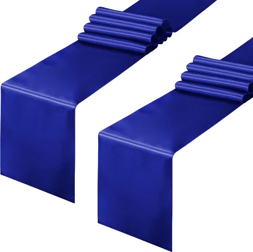 Vista 30 de Horbaunal - Juego de 12 caminos de mesa de satén azul claro de 12 x 108 pulgadas, caminos de mesa suaves para bodas, banquetes, fiestas de cumpleaños