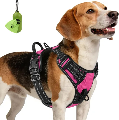 Vista 46 de Joytale Arnés sin tirones para perros pequeños, chaleco reflectante para mascotas con clip frontal, arnés acolchado suave ajustable con asa de fácil
