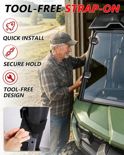 Vista 5 de StarknightMT Parabrisas delantero UTV resistente a los arañazos compatible con Can-Am Defender 2016-2026, policarbonato a prueba de rayos UV