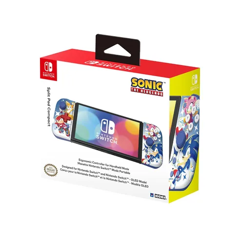 Vista 6 de HORI Nintendo Switch Split Pad Compact (Sonic the Hedgehog Edition) Ergonomic Controller for Handheld Mode - Officially Licensed by Nintendo and SEGA