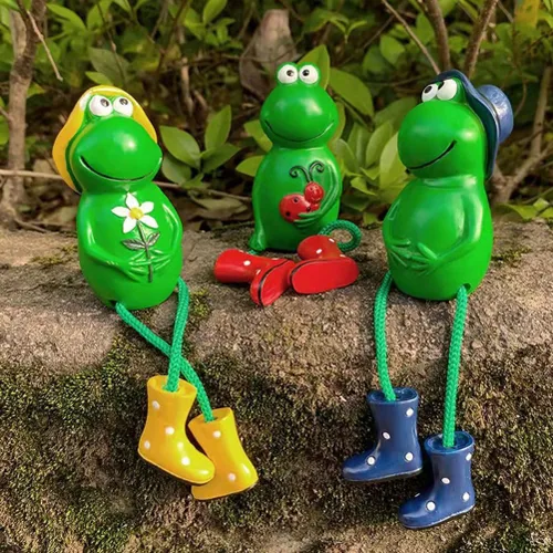 Vista 9 de ARTIBETTER Figuras en miniatura de rana para decoración del hogar, 3 piezas, figuras de rana, estantes con patas colgantes, estatua de rana, adorno