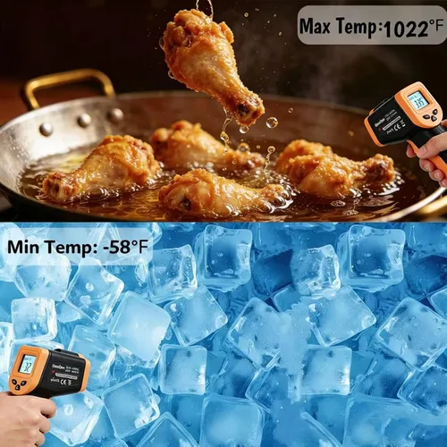 Vista 3 de OnniOne Termómetro infrarrojo pistola de temperatura -58℉~1022℉, pistola termómetro láser digital para cocinar Blackstone Pizza Horno Plancha