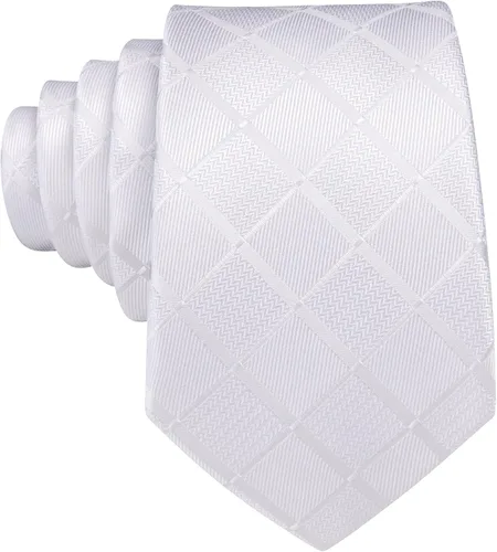 Vista 22 de Barry.Wang Juego de corbatas a cuadros para hombre con pañuelo gemelos de rayas clásicas