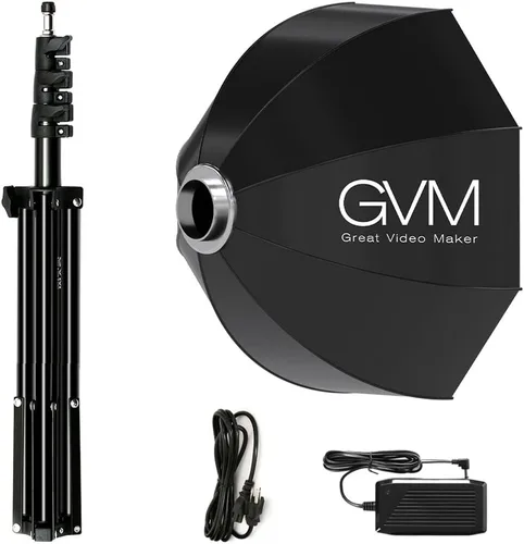 Vista 9 de GVM Kit de Iluminación para Estudio Fotográfico de 80W, Luz de Video LED con Softbox de Montaje Bowen de 23.6", Soporte de Trípode, Salida Continua