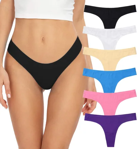 Vista 7 de Tangas para mujer, tangas invisibles para mujer, paquete de ropa interior de bikini de seda de hielo Tangas sin costuras B/G
