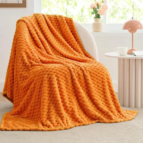 Vista 150 de BEDELITE Manta de forro polar para sofá y cama, manta decorativa de jacquard 3D de almendra, súper suave y acogedora, manta mullida cálida adecuada