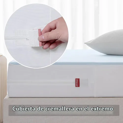 Vista 4 de JET'S HOME Funda de colchón con cremallera individual, protector de colchón impermeable de 6 caras con cremallera, lavable a máquina para 10-15