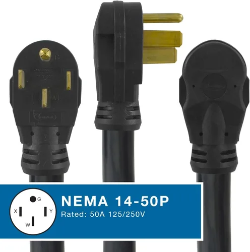 Vista 2 de Conntek 14300 cable de alimentación de 4 pies para remolque, 50 amperes, enchufe macho a cable desnudo