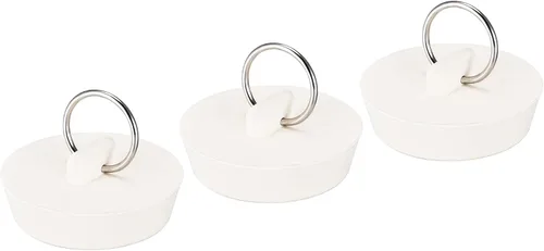 Vista 11 de uxcell Tapón de goma para fregadero, tapón de drenaje blanco para drenaje de 1 a 1-1/16 pulgadas con anillo para colgar para tina, cocina y baño, 3