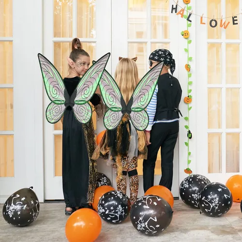 Vista 5 de U-Goforst Alas de hadas de mariposa para adultos disfraz de alas de ángel brillantes para mujeres y niñas accesorio de cosplay con corona de flores