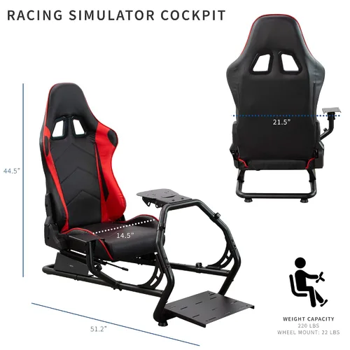 Vista 6 de VIVO Racing Simulator Cockpit with Wheel Stand, Gear Mount, Chair and Frame Only, Fits Logitech, Thrustmaster, Fanatec, Compatible with Xbox One