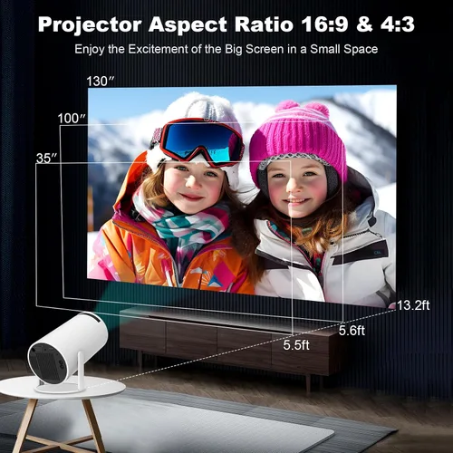 Vista 14 de Mini proyector, proyector portátil HY300 PRO, compatible con 4K 1080P con doble banda WIFI6 5G inalámbrico 5.2 Bluetooth Android 13, rotación