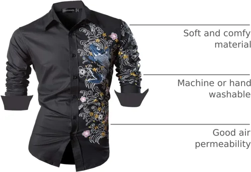 Vista 26 de JZS041, camisa de vestir de manga larga para hombre