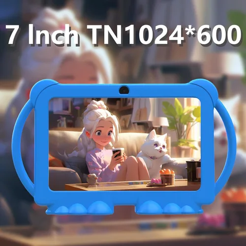 Vista 5 de Tablet Android 14 para niños, tablet de 7 pulgadas para niños, tablet para niños de 4 GB RAM 32 GB ROM con estuche, procesador Quad-core, pantalla