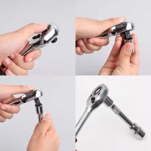 Vista 5 de FLZOSPER Juego de 46 piezas de 1/4 de pulgada y 45 dientes con llave de trinquete reversible, kit de herramientas para reparación automática y hogar
