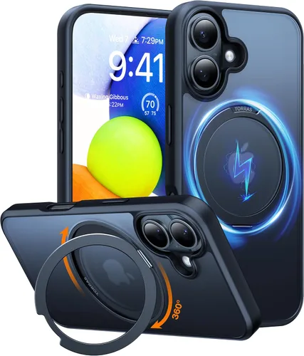 Vista 12 de TORRAS Funda con soporte giratorio de 360° para iPhone 15/iPhone 14, compatible con MagSafe, soporte de anillo magnético