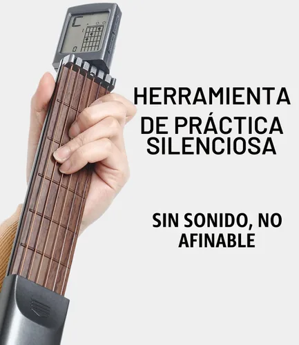 Vista 8 de Herramienta de práctica de acordes de guitarra de bolsillo, cuello de guitarra portátil para principiantes con pantalla giratoria de acordes
