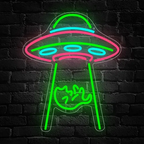 Vista 14 de Monopatín de astronauta, letrero de neón con impresión UV, letrero acrílico para decoración de pared, luz de neón para dormitorio, bar, cafetería