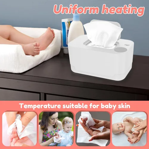 Vista 5 de Calentador de toallitas para bebés, calentador de pañales USB, temperatura uniforme, calentador de toallitas húmedas portátil, caja de calefacción