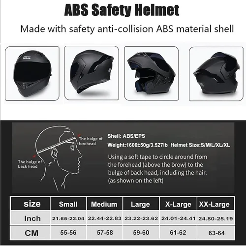 Vista 7 de Casco modular Moto Bluetooth con doble visera, con micrófono para Respuesta Automática Casco de Moto Homologado ECE Adecuado para Hombre Mujer