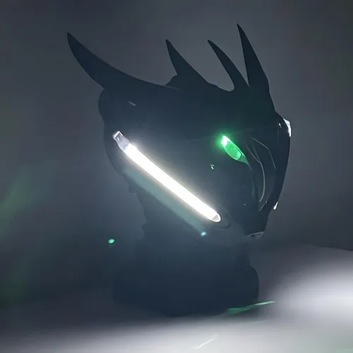 Vista 5 de Máscara LED Cyberpunk, casco futurista para cosplay, ciencia ficción