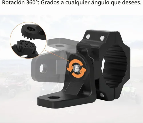 Vista 5 de ZIDIYORUO Soporte de luz de látigo UTV y soporte de barra de luz, abrazadera de aleación de aluminio resistente para jaula enrollable de 1.75 a 2