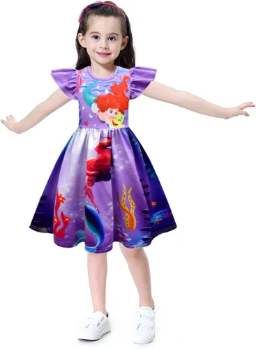 Vista 2 de Vestido de princesa de sirena para niñas, lindos vestidos de dibujos animados de 3 a 8 años