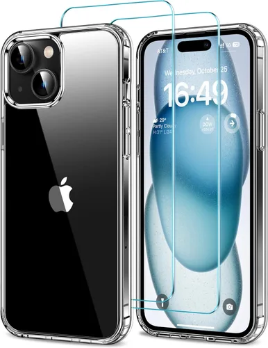 Vista 54 de HOOMIL Funda para iPhone 11 con 2 protectores de pantalla de vidrio templado, no amarillea, protección contra caídas, arañazos, transparente, parte
