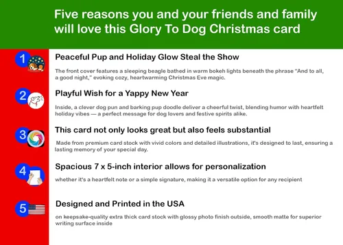 Vista 7 de Glory To Dog And To All A Good Night Sleepy Beagle Puppy - Juego de 12 tarjetas y sobres de Navidad
