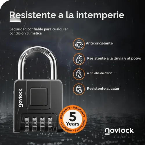 Vista 3 de Candado combinado para exteriores e interiores, resistente a la intemperie