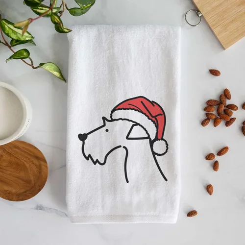 Vista 2 de Inkopious Santa Hat Airedale Terrier - Toalla de mano decorativa - Decoración navideña para el hogar