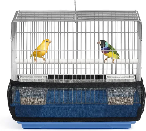 Vista 6 de Jaula universal para pájaros, atrapasador de semillas, cubierta universal de malla elástica para jaulas de animales pequeños, protector duradero