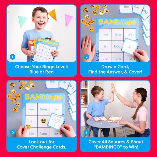 Vista 7 de Juego de bingo de palabras de vista THE BAMBINO TREE Nivel 1 y 2 - Juegos educativos para niños - Aprende a leer vocabulario para jardín de infantes