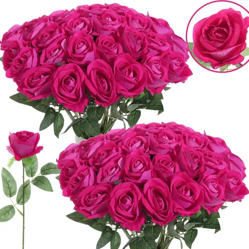 Vista 20 de 12 rosas artificiales de terciopelo sintético para decoración del hogar y boda (rosa perla, negro)