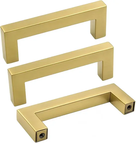 Vista 14 de Goldenwarm Paquete de 10 manijas cuadradas de bronce champán de 3 pulgadas (2.992 in) para armarios de cocina, armarios, aparadores y accesorios