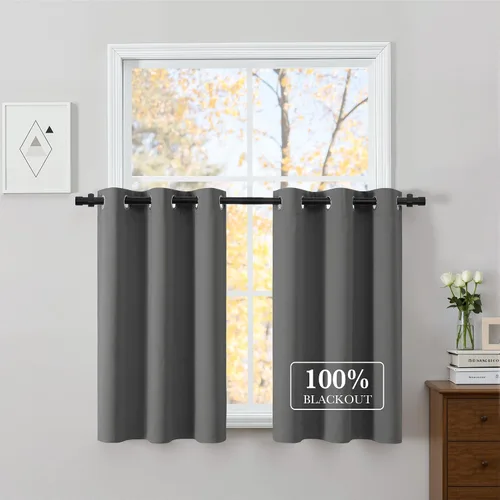 Vista 91 de NICETOWN Cortinas 100% Opacas Cortas de 36 Pulgadas de Largo para Dormitorio, Privacidad Aislamiento Térmico con Ojales Cortinas de Ventana