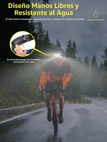 Vista 5 de Smiling Shark - Linterna frontal LED recargable integrada, paquete de 2 unidades de 6 luces blancas de gran angular impermeable con batería sellada